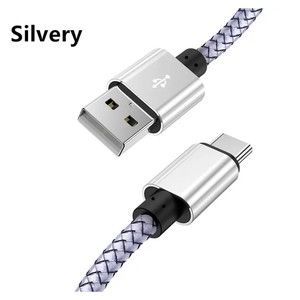 USB-C  6FT long  Fast Charging Data SYNC Charger Cable Cord silvery